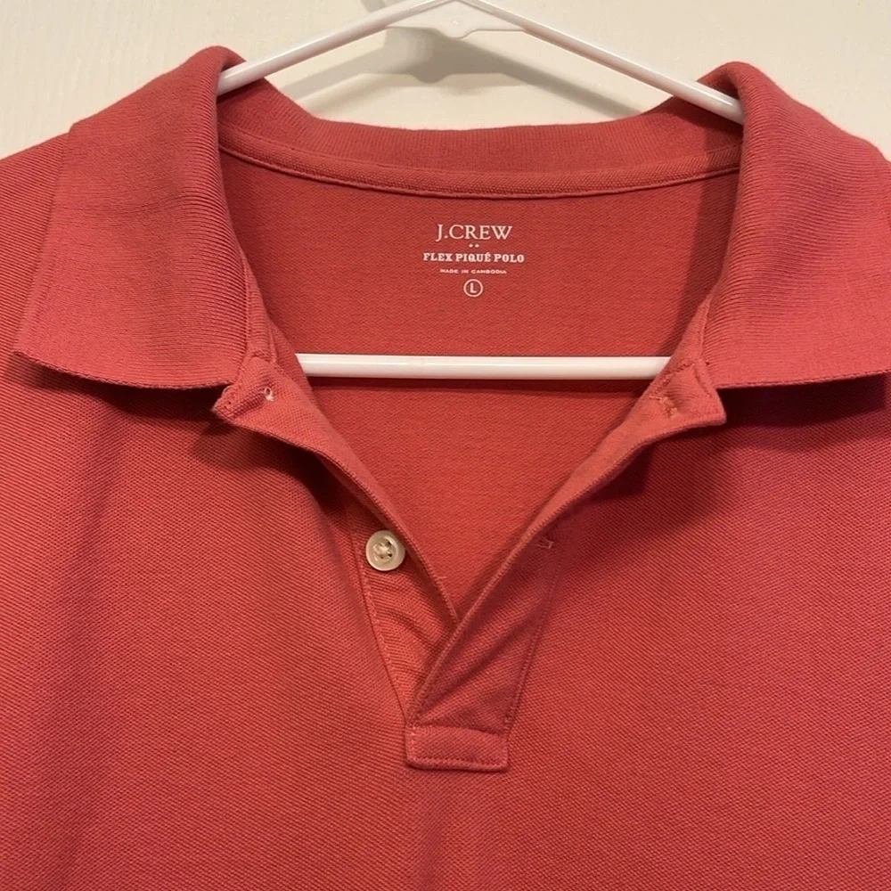 Men's J. Crew Red Fade Classic Pique Polo Pullover Shirt Size Large EUC #7667